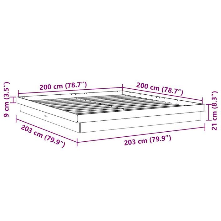 Cadre de lit sans matelas 200 x 200 cm en bois massif de chêne - Photo n°11