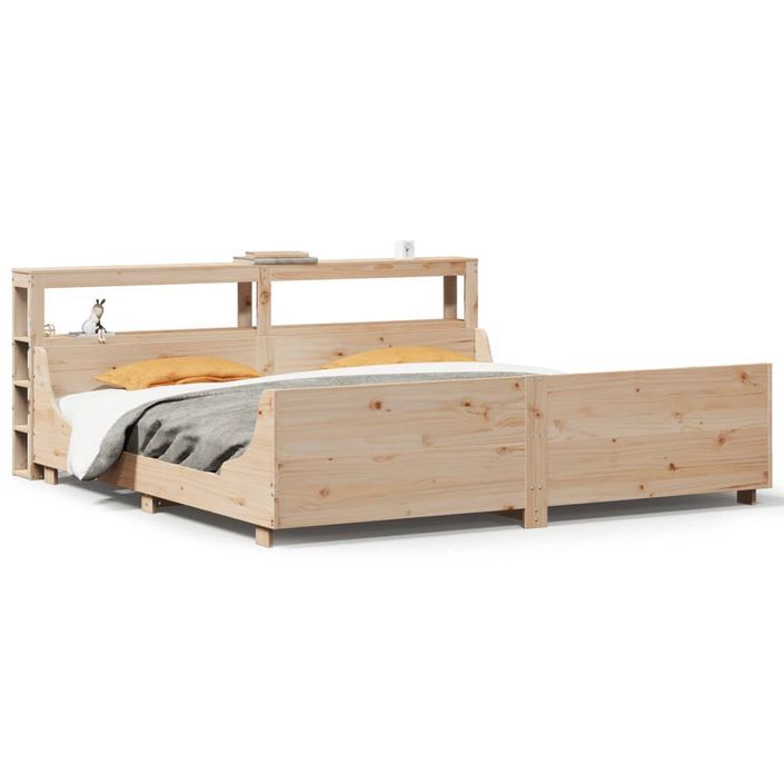 Cadre de lit sans matelas 200x200 cm bois massif de pin - Photo n°2