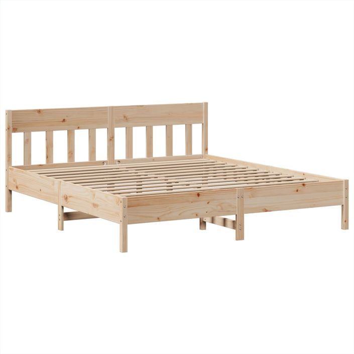 Cadre de lit sans matelas 200x200 cm bois massif de pin - Photo n°5