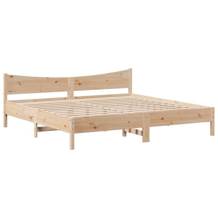 Cadre de lit sans matelas 200x200 cm bois massif de pin - Photo n°5