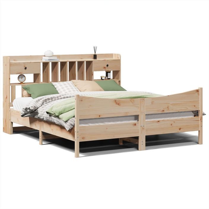 Cadre de lit sans matelas 200x200 cm bois massif de pin - Photo n°2