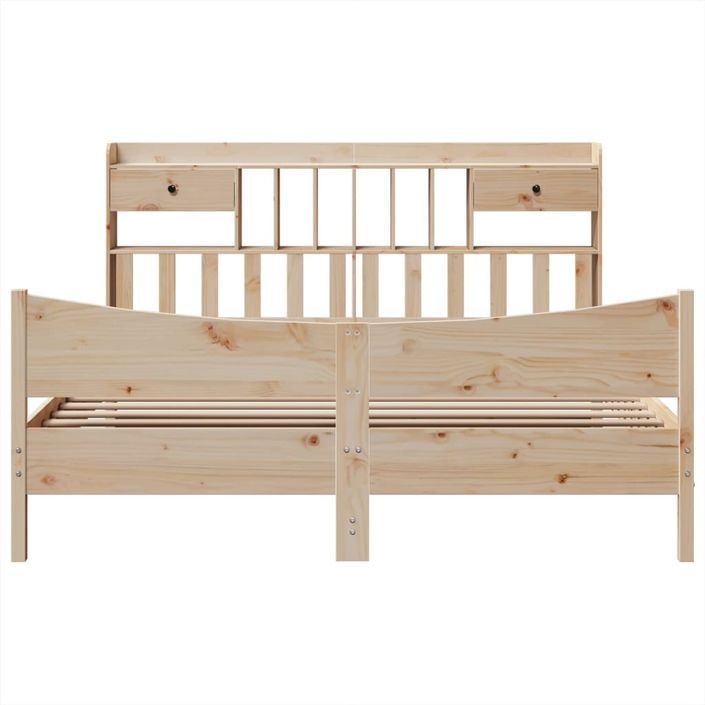 Cadre de lit sans matelas 200x200 cm bois massif de pin - Photo n°4