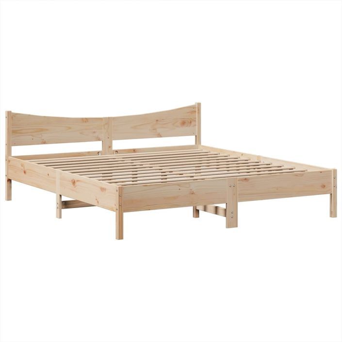 Cadre de lit sans matelas 200x200 cm bois massif de pin - Photo n°5