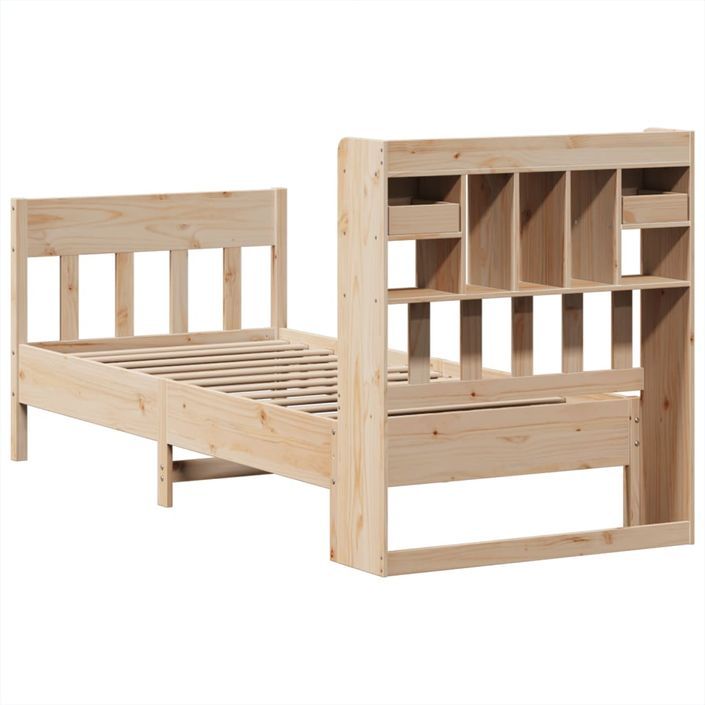 Cadre de lit sans matelas 75x190 cm bois de pin massif - Photo n°8