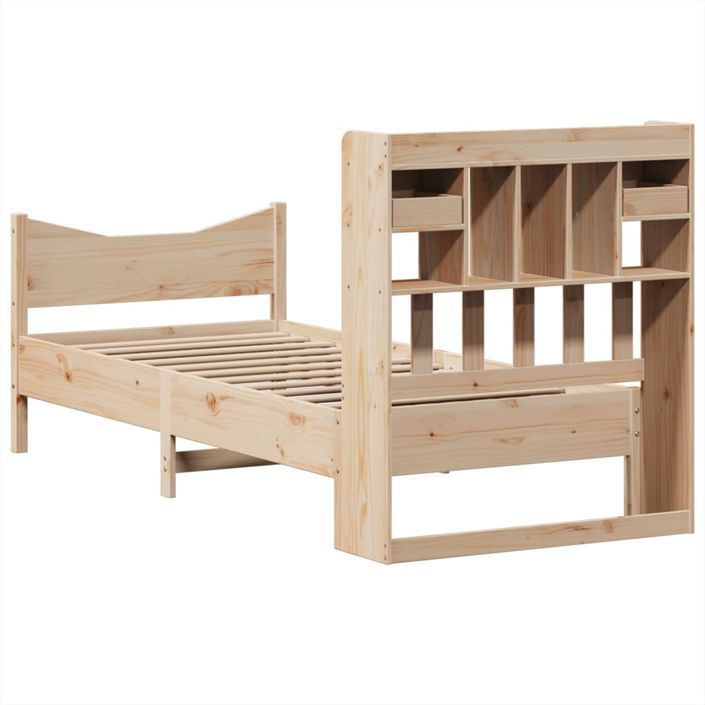 Cadre de lit sans matelas 75x190 cm bois de pin massif - Photo n°8