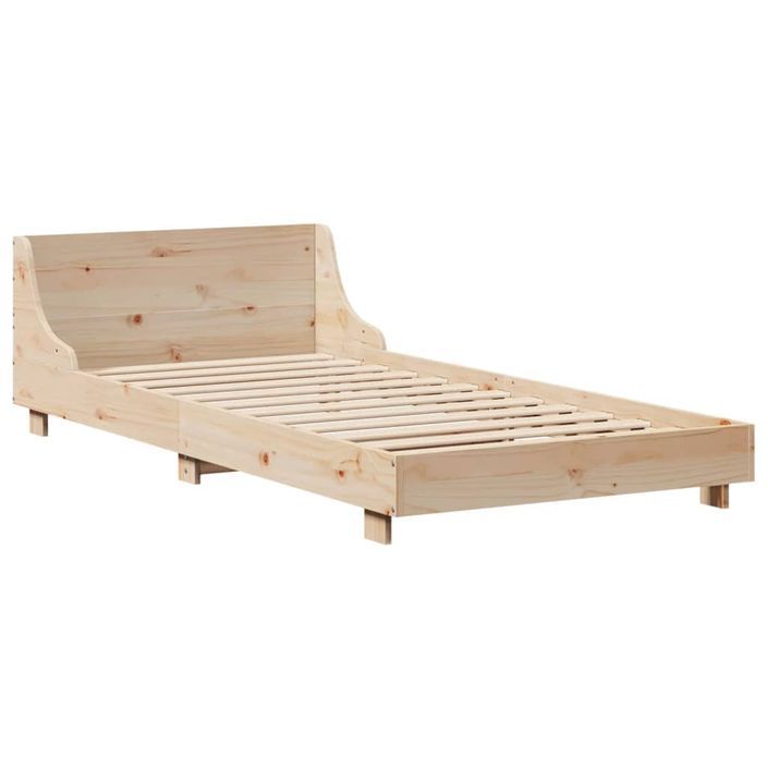 Cadre de lit sans matelas 75x190 cm bois de pin massif - Photo n°5