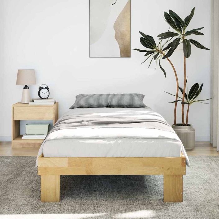 Cadre de lit sans matelas 75x190 cm bois massif de chêne - Photo n°4