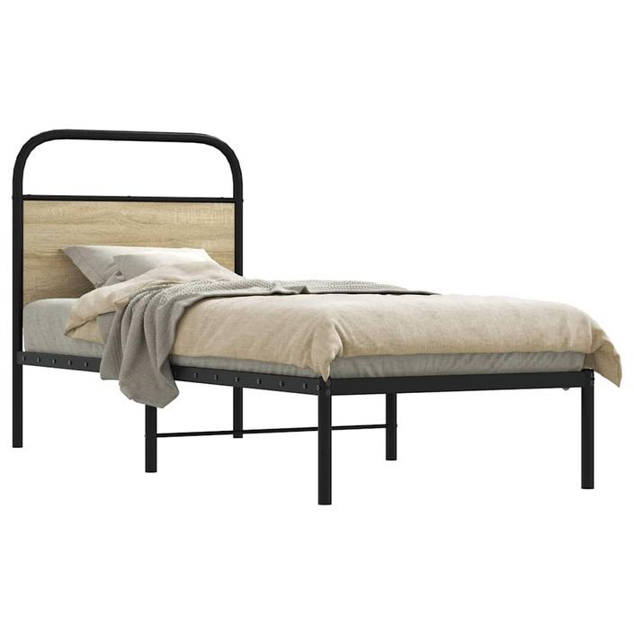 Cadre de lit sans matelas 75x190cm chêne sonoma bois ingénierie - Photo n°1