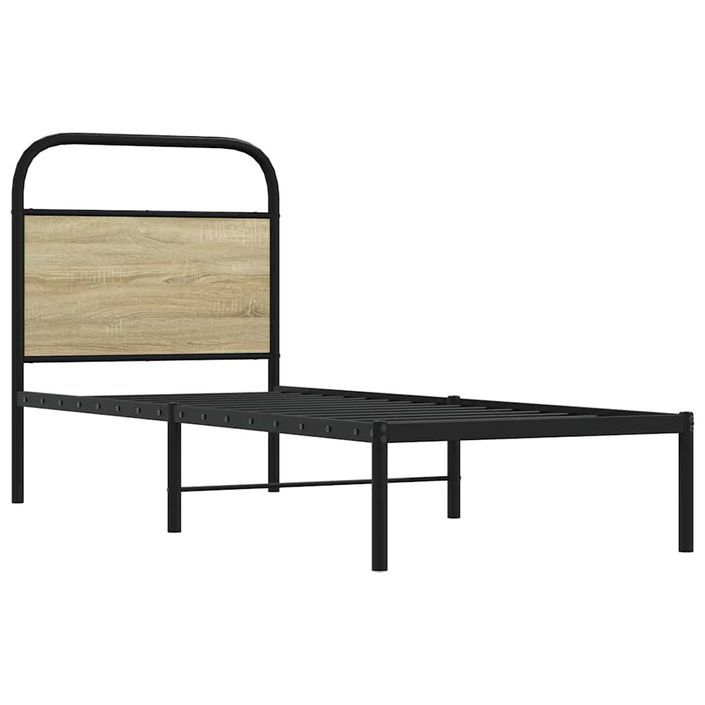 Cadre de lit sans matelas 75x190cm chêne sonoma bois ingénierie - Photo n°5