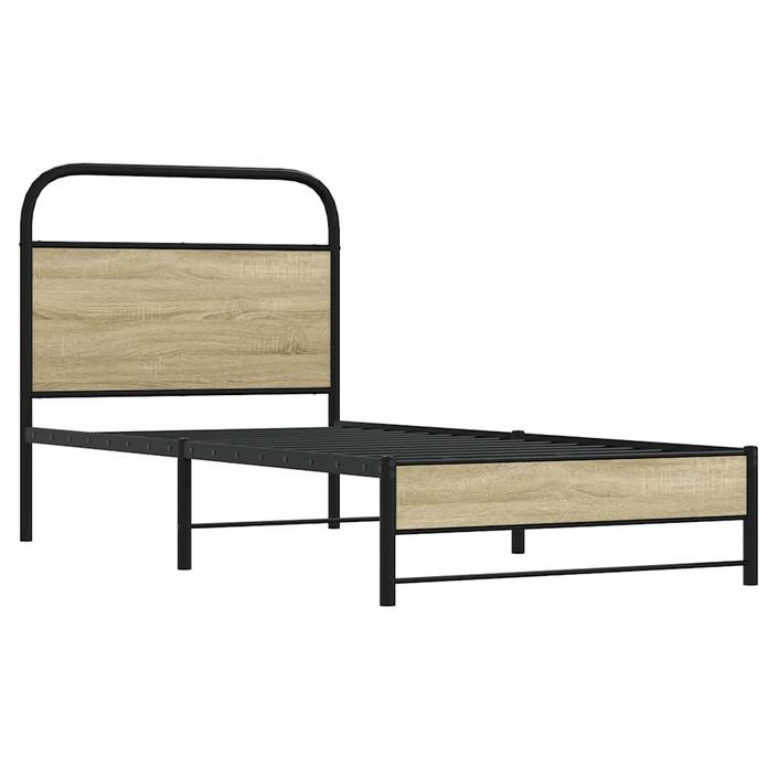 Cadre de lit sans matelas 75x190cm chêne sonoma bois ingénierie - Photo n°3