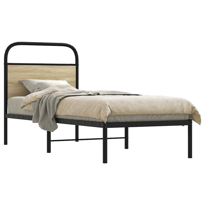 Cadre de lit sans matelas 80x200cm chêne sonoma bois ingénierie - Photo n°1