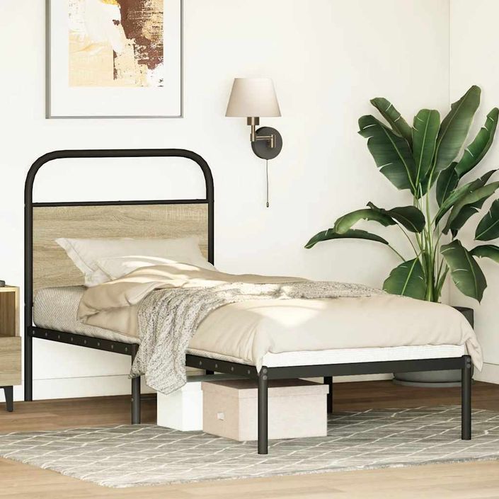 Cadre de lit sans matelas 80x200cm chêne sonoma bois ingénierie - Photo n°3