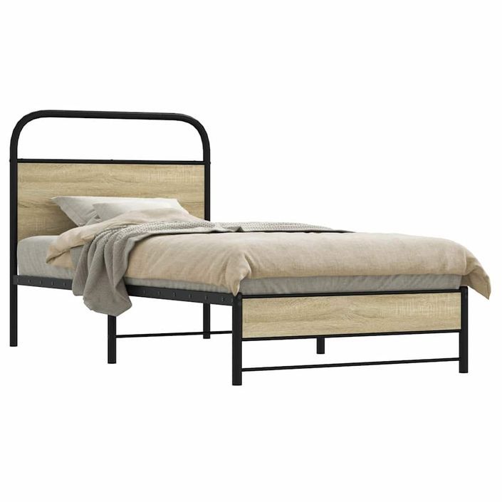 Cadre de lit sans matelas 80x200cm chêne sonoma bois ingénierie - Photo n°1