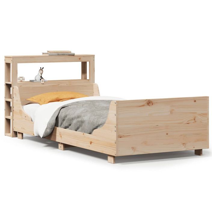 Cadre de lit sans matelas 90x190 cm bois de pin massif - Photo n°2