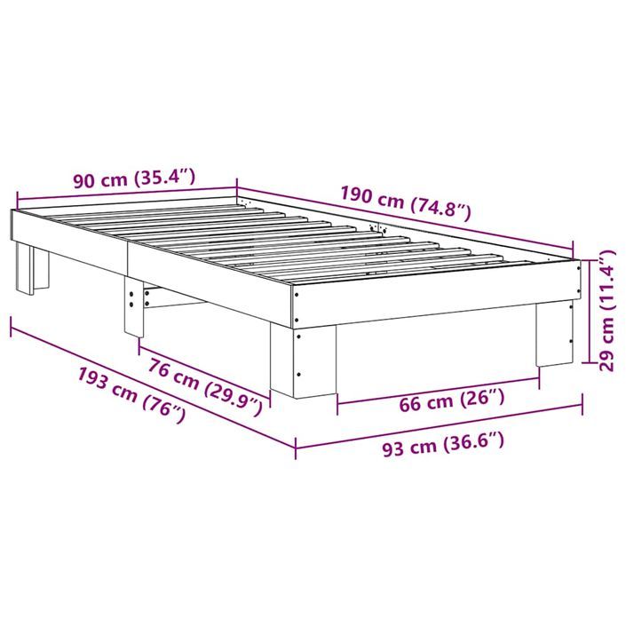 Cadre de lit sans matelas 90x190 cm bois massif de chêne - Photo n°11