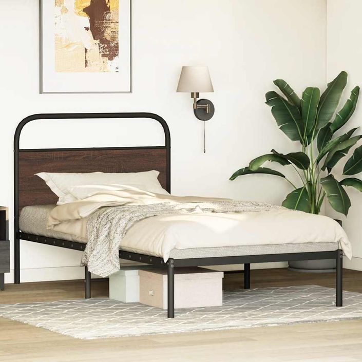 Cadre de lit sans matelas 90x190cm chêne marron bois ingénierie - Photo n°4