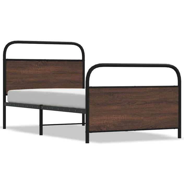 Cadre de lit sans matelas 90x190cm chêne marron bois ingénierie - Photo n°2