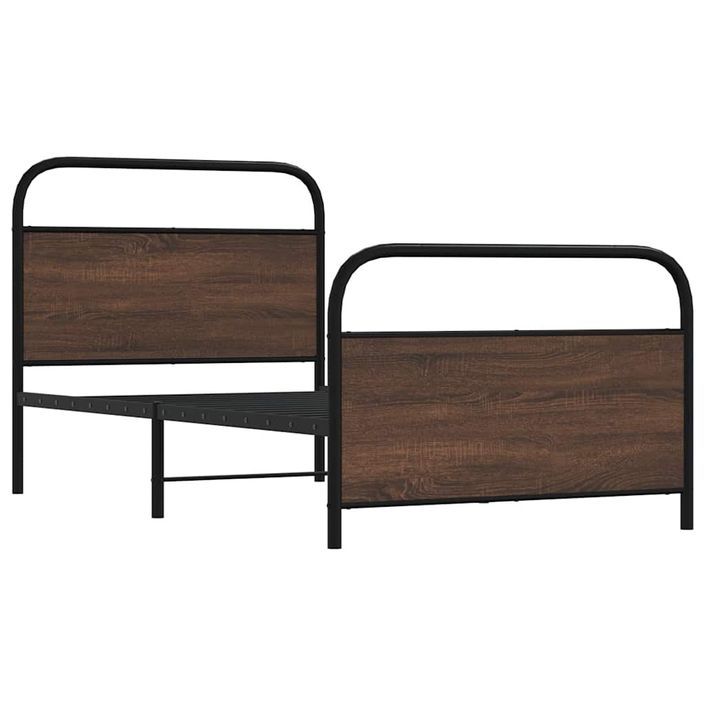 Cadre de lit sans matelas 90x190cm chêne marron bois ingénierie - Photo n°3