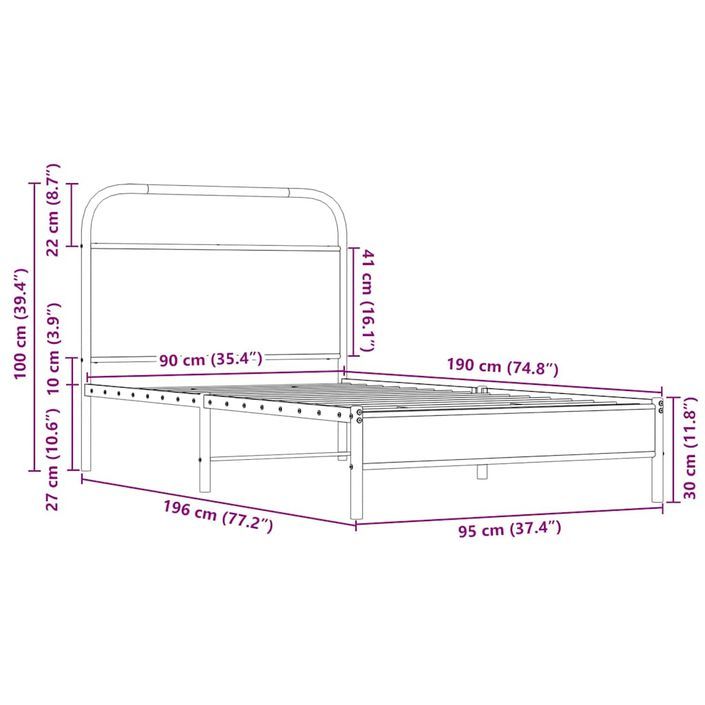 Cadre de lit sans matelas 90x190cm chêne sonoma bois ingénierie - Photo n°9