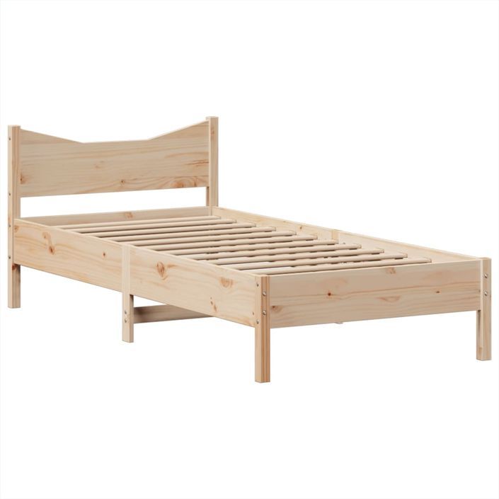 Cadre de lit sans matelas 90x200 cm bois de pin massif - Photo n°5