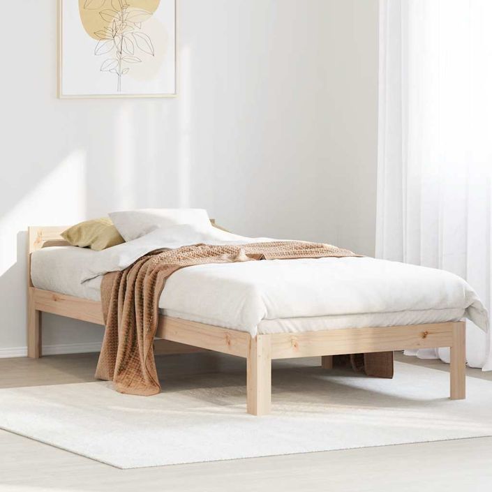 Cadre de lit sans matelas 90x200 cm bois de pin massif - Photo n°4