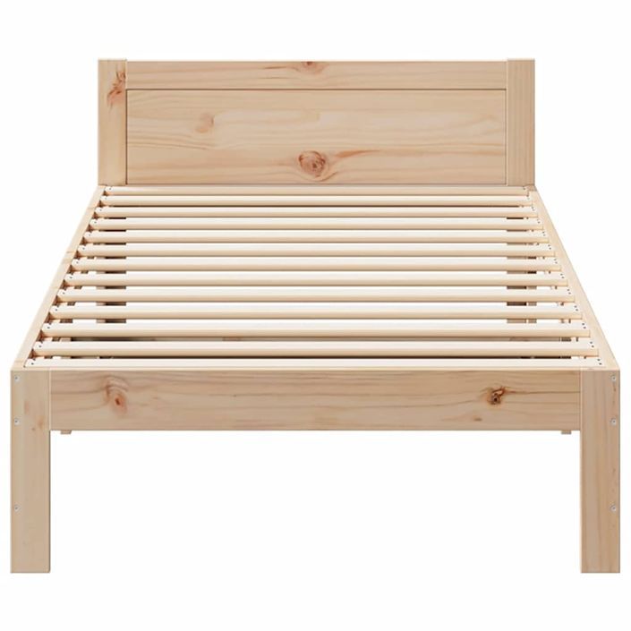 Cadre de lit sans matelas 90x200 cm bois de pin massif - Photo n°5