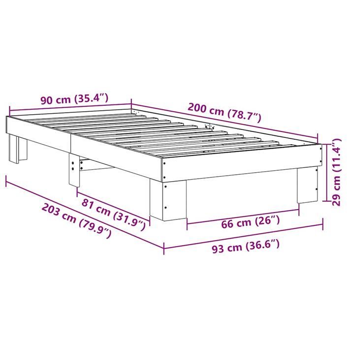 Cadre de lit sans matelas 90x200 cm bois massif de chêne - Photo n°11