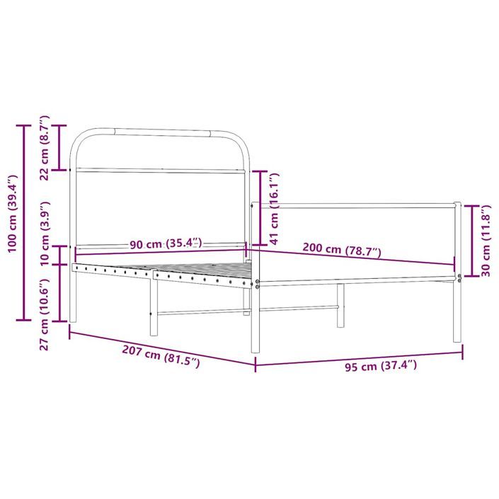 Cadre de lit sans matelas 90x200cm chêne sonoma bois ingénierie - Photo n°9