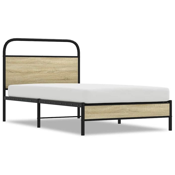 Cadre de lit sans matelas 90x200cm chêne sonoma bois ingénierie - Photo n°2