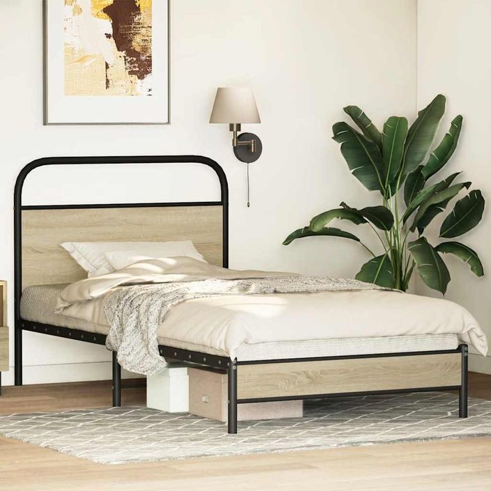 Cadre de lit sans matelas 90x200cm chêne sonoma bois ingénierie - Photo n°4