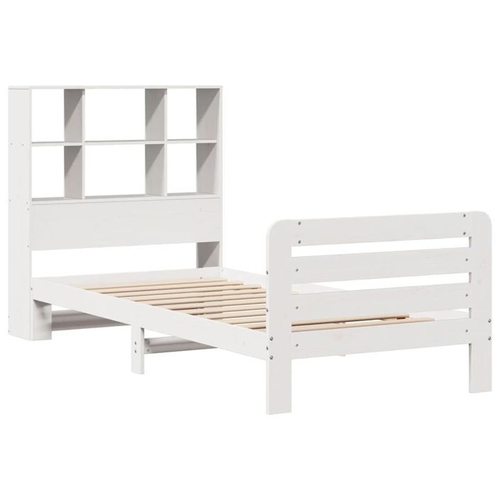 Cadre de lit sans matelas blanc 100x200 cm bois de pin massif - Photo n°3