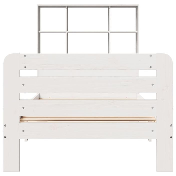 Cadre de lit sans matelas blanc 100x200 cm bois de pin massif - Photo n°4