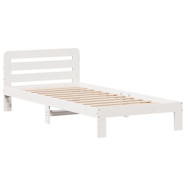 Cadre de lit sans matelas blanc 100x200 cm bois de pin massif - Photo n°8