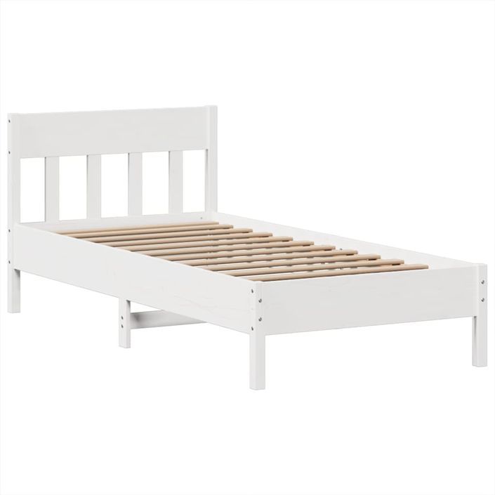 Cadre de lit sans matelas blanc 100x200 cm bois de pin massif - Photo n°5