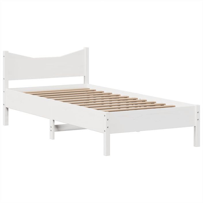 Cadre de lit sans matelas blanc 100x200 cm bois de pin massif - Photo n°5