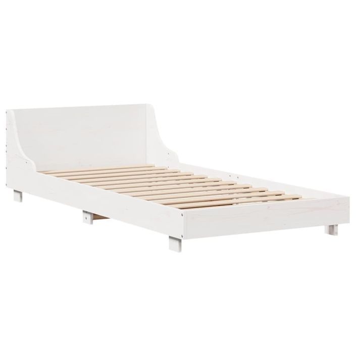 Cadre de lit sans matelas blanc 100x200 cm bois de pin massif - Photo n°5