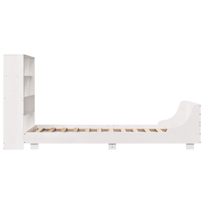 Cadre de lit sans matelas blanc 100x200 cm bois de pin massif - Photo n°7