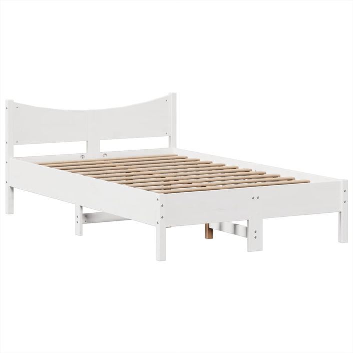 Cadre de lit sans matelas blanc 120x200 cm bois de pin massif - Photo n°5