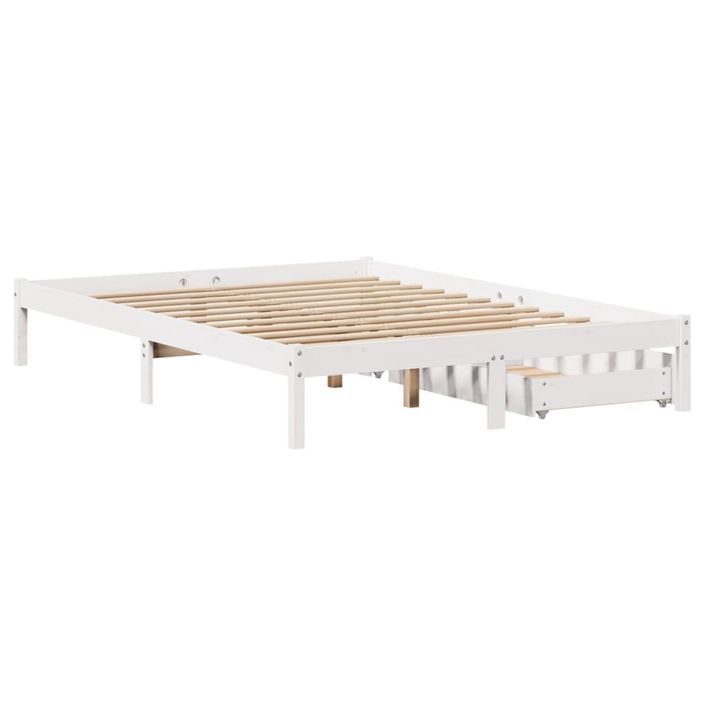 Cadre de lit sans matelas blanc 135x190 cm bois de pin massif - Photo n°6