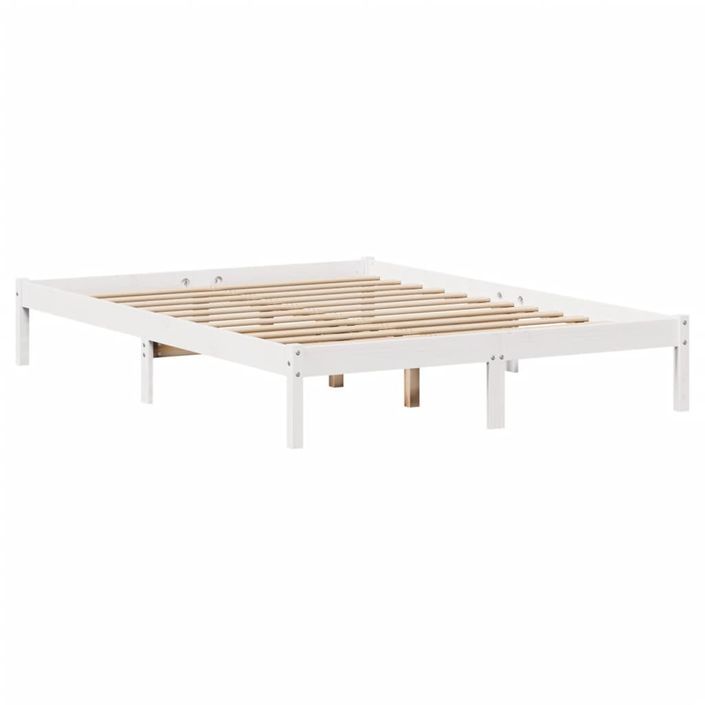 Cadre de lit sans matelas blanc 135x190 cm bois de pin massif - Photo n°7