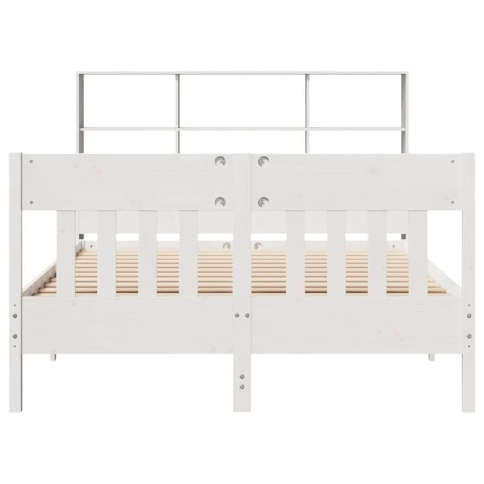 Cadre de lit sans matelas blanc 135x190 cm bois de pin massif - Photo n°4