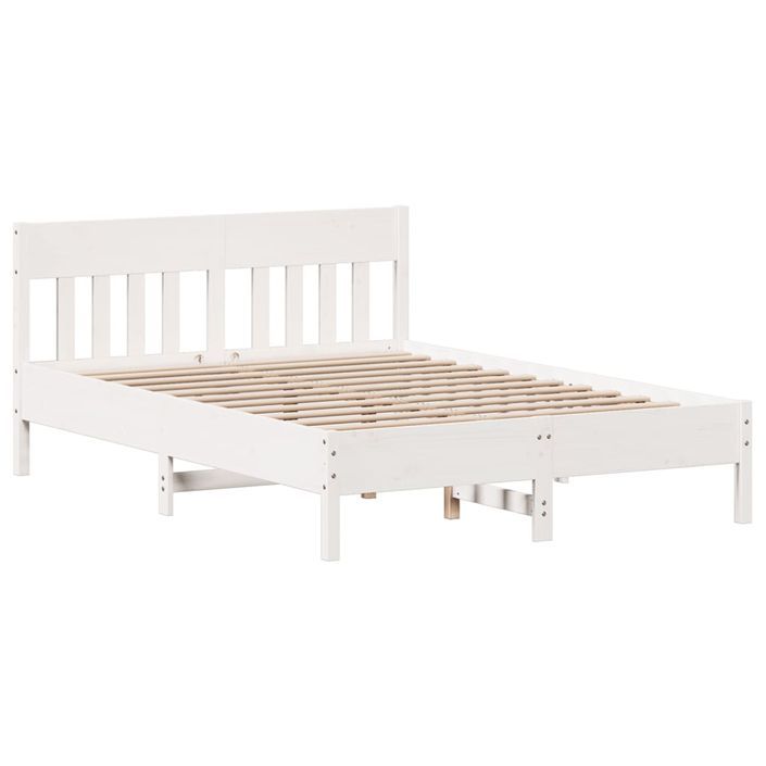 Cadre de lit sans matelas blanc 135x190 cm bois de pin massif - Photo n°5