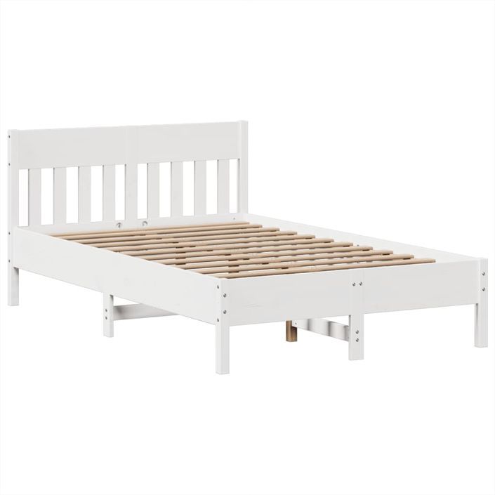 Cadre de lit sans matelas blanc 135x190 cm bois de pin massif - Photo n°5