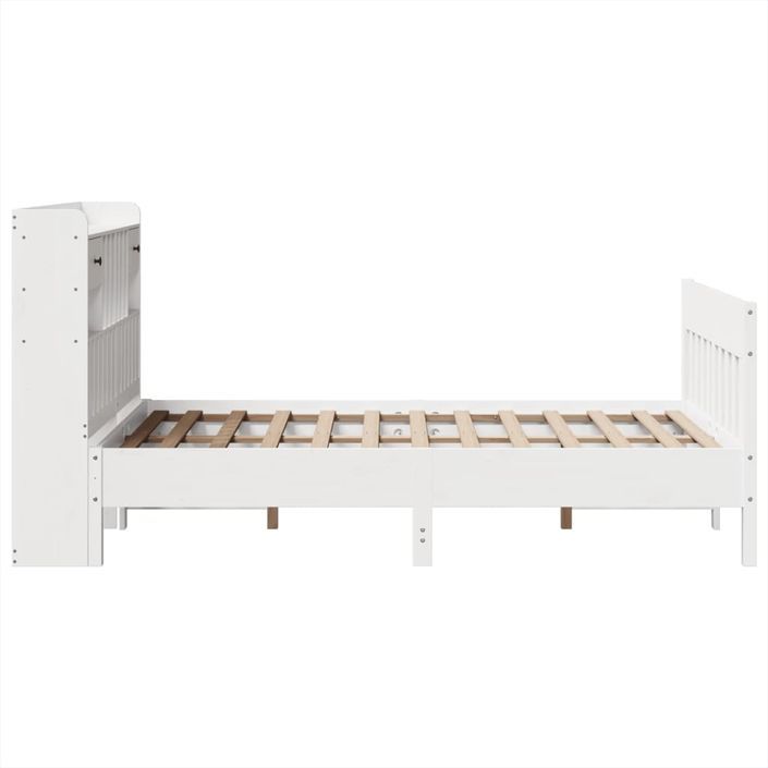 Cadre de lit sans matelas blanc 135x190 cm bois de pin massif - Photo n°7