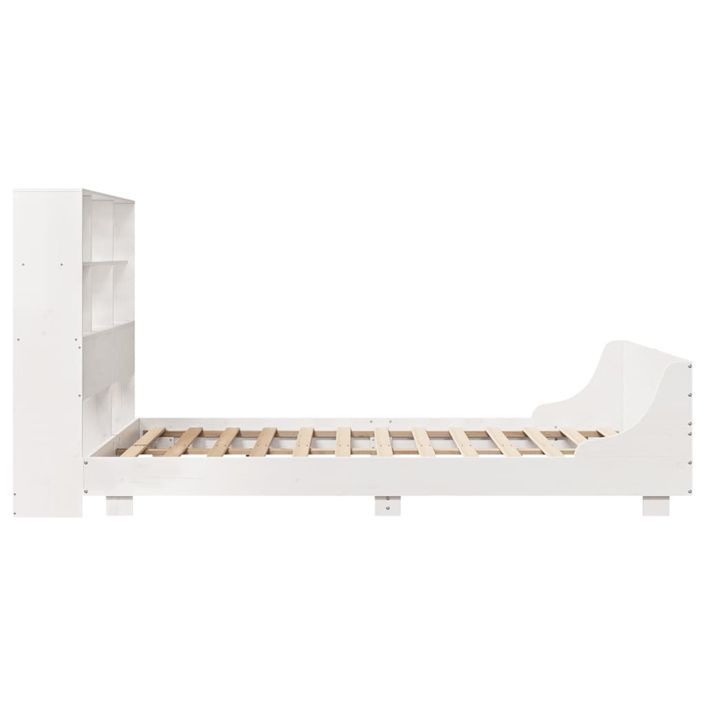 Cadre de lit sans matelas blanc 135x190 cm bois de pin massif - Photo n°7