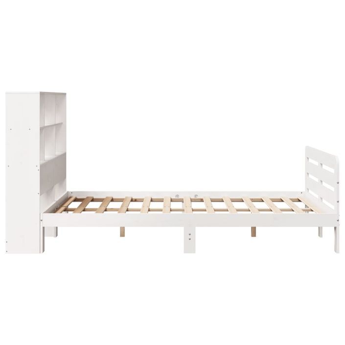 Cadre de lit sans matelas blanc 140x190 cm bois de pin massif - Photo n°5