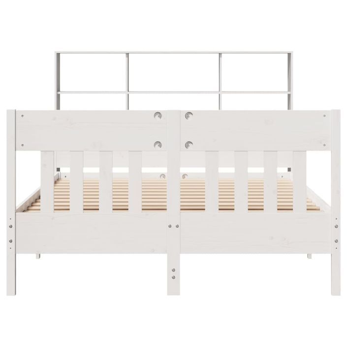 Cadre de lit sans matelas blanc 140x190 cm bois de pin massif - Photo n°4