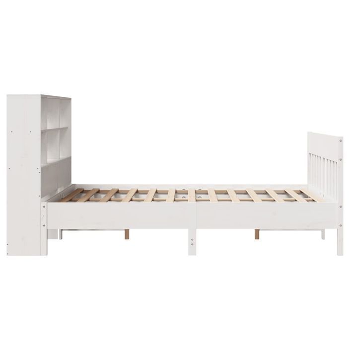 Cadre de lit sans matelas blanc 140x190 cm bois de pin massif - Photo n°7