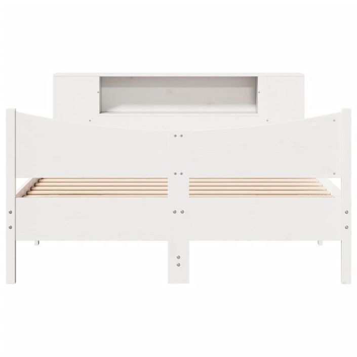 Cadre de lit sans matelas blanc 140x190 cm bois de pin massif - Photo n°4