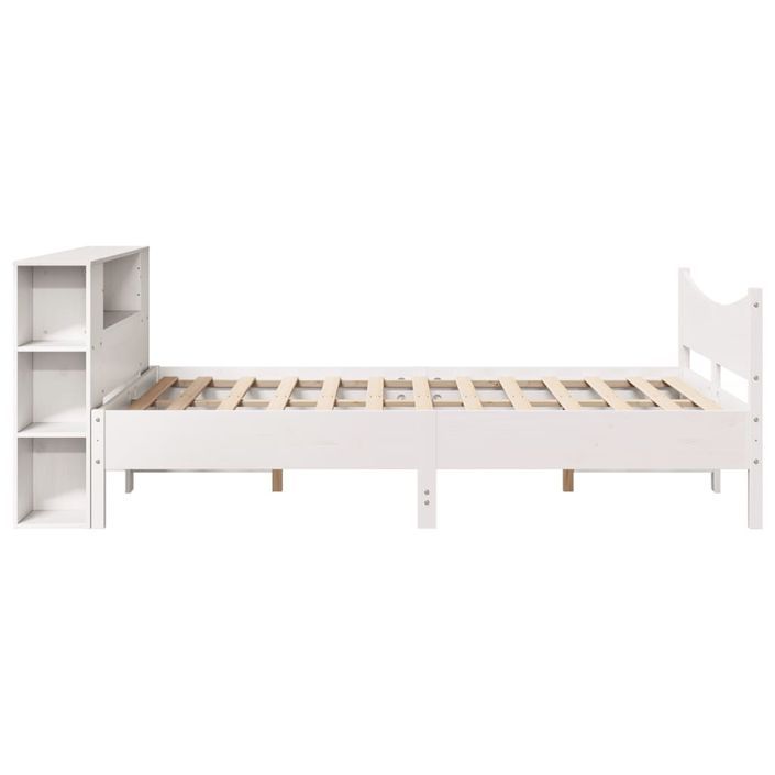 Cadre de lit sans matelas blanc 140x190 cm bois de pin massif - Photo n°7